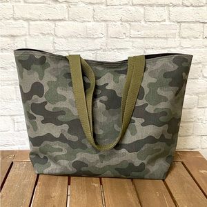 Handmade Foldable Travel/Market Tote - Olive Camo